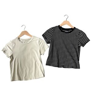 Old Navy Bestee Bundle Short Sleeve Crop T-Shirt Striped and Cream Size XS